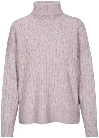 zab company - Da. Rollkragen Pullover, Zopf mauve mel. - Gr. - XXL