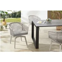 riess-ambiente Gartenstuhl ROPE greige - Aluminium, inkl. Kissen, In- und Outdoor, 360° drehbar (Einzelartikel, 1 St), wetterfester Gartensessel mit Geflecht - ideal für Balkon & Terrasse