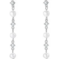 Hey Happiness Paar Ohrhänger Perlen & Zirkon Tropfen, Hängende Silber 925 Kette Ohrringe Damen, 18K Vergoldet