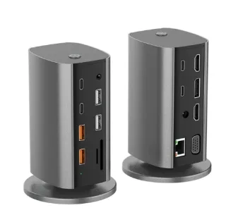 WL-DS1604 16-in-1 Type-C Vertical Docking Station with USB2.0*2 / USB3.1*2 / PD100W / Type-C*3 / 1000M LAN / 1080P VGA /