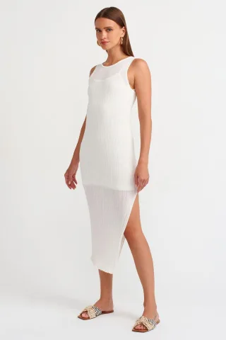 Rippstrick ärmelloses Bodycon-Midikleid