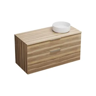 Burgbad Keramik Waschtisch-Set Eqio Frassino Dekor Cappuccino/Alpinweiss, SGUN120RF3437C0001 SGUN120RF3437C0001