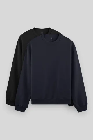 Herren Sweatshirt mit Rundhalsausschnitt ohne Muster