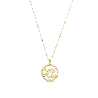 Luxenter Halskette aus 925er Sterlingsilber mit Zirkonia-Brillanten, 18 Karat Gelbgold-Finish – Mama
