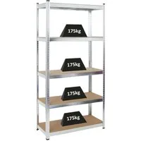PROREGAL® Schwerlastregal Lagerregal Kellerregal RAGNAR 180-200cm Höhe Fachlast 125-175kg, Stabiles Lastenregal mit 5 MDF- oder Stahlplatten-Ebenen