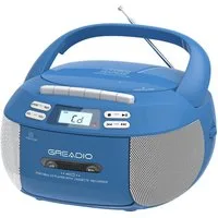 Greadio X2A Tragbarer CD-Player Kassettenrekorder mit Bluetooth FM Radio, blau tragbarer CD-Player (Bluetooth)