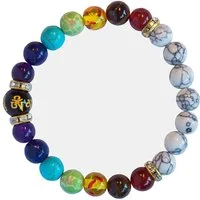 Saraswati Armband Armband "Om Mani Padme Hum" Chakra und Howlith Edelsteine, 6cm flexibe