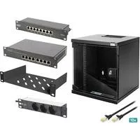 Netzwerk-Set 254 mm (10") - 6HE, 312 x 300 mm (B x T), IT-Schrank schwarz, 6 Höheneinheiten