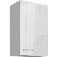 Küchen-Preisbombe Hängeschrank 45 cm Küche Bianca Weiß Hochglanz + Grau Küchenzeile Küchenblock