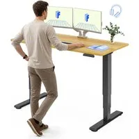 FLEXISPOT Schreibtisch Elektrisch Höhenverstellbarer Schreibtisch EC5 LITE mit Dualmotor (25MM einteiliger Tischplatte & 3-fach Teleskop, 4 Speicherhöhen & Antikollisionssystem), 120x80/140x80/160x80/180x80
