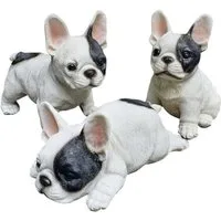 Aspinaworld Gartenfigur Französische Bulldogge Welpen Figur 3er Set 13 cm wetterfest