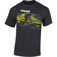 Baddery Print-Shirt Kinder T-Shirt: Downhill Adrenaline - Fahrrad Geschenk Jungen Mädchen, hochwertiger Siebdruck, aus Baumwolle