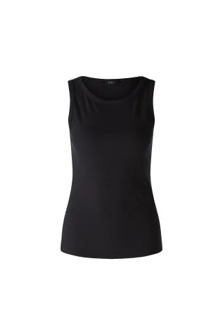 Oui - FILIZ Top elastische Viskoserippe black - Gr. - 44