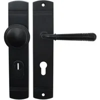 Häusler Onlinehandel GmbH Türbeschlag Wohnungstür Schutzbeschlag 2316 Helena LS Schwarz WE 72 mm mit Knauf, Außenschild mit Stahleinlage