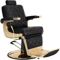 Barberpub Stuhl Barberpub Friseurstuhl Friseureinrichtung 9671 (Gold-Schwarz), mit Kopfstütze Kippbar, Höhenverstellbar, Drehbar