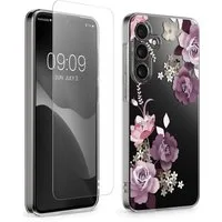 kwmobile Handyhülle Hülle für Samsung Galaxy A55 5G Handyhülle - Silikon, Case mit Schutzfolie Blumenblüten und Rosen Design