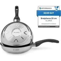 KLAMER Bratpfanne 20cm, antihaftbeschichtete Induktions-Pfanne, Premium Beschichtung, h…, Edelstahl, Spülmaschinenfest, für alle Herdarten