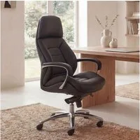 FINEBUY Chefsessel Bürostuhl Echtleder Ergonomisch XXL Drehstuhl 120 kg Stuhl (Echtleder Schwarz, Chefsessel bis 120 kg), Bürostuhl höhenverstellbar, Drehstuhl Wippfunktion