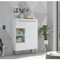 Home affaire Vitrine Torge, Hochschrank, Glasvitrine, Standvitrine, Vitrinenschrank (1-St) in drei verschiedenen Farben verfügbar, Glastür & -boden, 90 cm breit