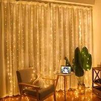 Montegoni LED-Lichterkette 3x3m 300 LED Lichtervorhang Lichternetz Lichterkette mit Fernbedienung, Wasserfeste LED Lichterkette mit 8 Modi und Fernbedienung