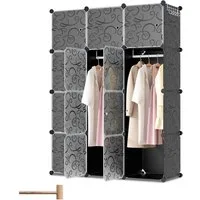 Clanmacy Kleiderschrank DIY 12/16 Würfel Steckregal Set Regalsystem Kombischrank PP-Platten (DIY-Regalsystem, 12/16 Fächer verfügbar) Mit Türen, Stapelbar