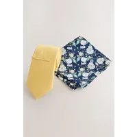 Next Krawatte Krawatte und Einstecktuch mit floralem Print (3-St)