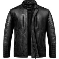 Amaci&Sons Lederjacke EUCLID Lederjacke Echtleder Herren Biker Zipper Jacke