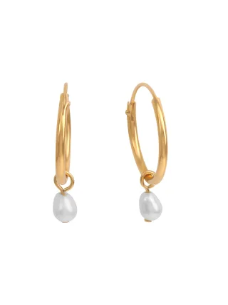 Zeeme Pearls Ohrringe Silber 925 vergoldet mit weißen Perlen 3x5mm