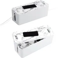 Hama Kabelbox Marmor-Design Kabelmanager Ladebox Mehrfachsteckdose, Kabel-Organizer Kabelmanagement Kabel-Aufbewahrung Kabelkasten Büro