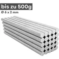 MaajeeKuto Magnet Neodym Scheibenmagnet 6x2mm N38 Supermagnet Ni-Cu-Ni 500g Haftkraft (100-St)