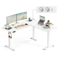 VASAGLE Schreibtisch Höhenverstellbarer Schreibtisch elektrisch (L-förmiger Eckschreibtisch), mit Ladestation, 160 cm, Memory-Funktion mit 2 Höhen