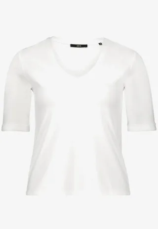 zero - Basic-T-Shirt mit V-Ausschnitt offwhite - Gr. - 36