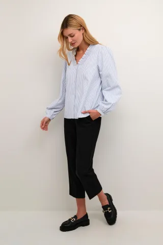 Langarm-Bluse Regular fit Blue and white stripe blue white