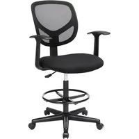 SONGMICS Bürostuhl ergonomischer Schreibtischstuhl, höhenverstellbar, 64x64x(97-117) cm, Netzstuhl, Armlehnen und verstellbarer Fußstütze, Belastbarkeit 120 kg