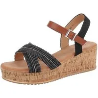 Ital-Design Damen Freizeit Plateausandaletten (86706679) Keilabsatz/Wedge Keilsandaletten in Schwarz