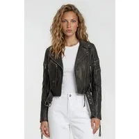trueprodigy Lederjacke Izzy mit Reißverschluss und Gürtel