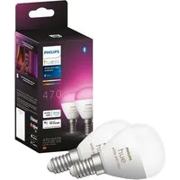Philips Hue LED-Leuchtmittel White / White & Color Ambiance Luster, Tropfenform 470lm, 2er-Set, E14, 2 St., Farbwechsler