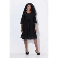 Ulla Popken Cocktailkleid Midikleid Spitze A-Linie V-Ausschnitt Glockenärmel
