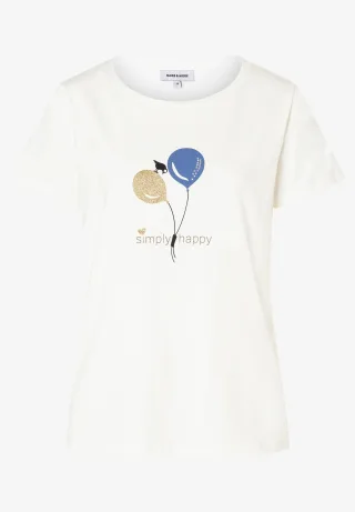 MORE & MORE - T-Shirt mit Platzierungsdruck beige/blau - Gr. - 38