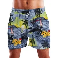 King Kameha Badeshorts Surf Funky Hawaii Bade-Shorts Mesh-Einsatz Verschluss Kordelzug Mit integriertem Mesh-Innenslip für extra Komfort