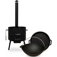 Olymp Handels GmbH Holzkohlegrill Utschak Ø40cm Kasan 12L mit Grilldeckel aus Gusseisen