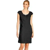 Caspar Sommerkleid SKL018 knielanges Damen Sommer Leinenkleid mit Perlmutt Knöpfe Dekor figurumspielender Schnitt, luftig leicht, angenehm kühlend