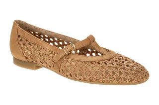 Paul Green Damen Ballerinas 1143-010 braun sisal Mary Jane Stil mit Gummisohle