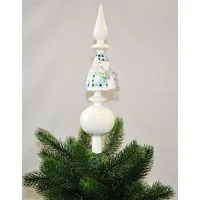 Kaemingk Christbaumspitze Christbaumspitze Glas 34cm Spitze Matt Glitzer Bär Eule Pinguin Tanne, Echt Glas, Massive Ausführung, Inklusive praktischer Aufbewahrungsbox