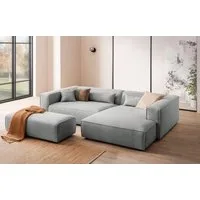 LeGer Home by Lena Gercke Ecksofa PIARA XXL, L-Form, Schlaffunktion, Cord, Leinenoptik o. Strukturstoff, Hocker stellbar zum Schlafsofa (Krokodilverbinder), tiefe Sitzfläche