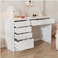 OKWISH Schreibtisch mit rosa Keramikgriffen (Kinderschreibtisch, Computertisch, 1-St., 120×45×74 cm), mit 5 Aufbewahrungsschubläden