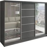 A&J MöbelLand GmbH Schiebetürenschrank TARO 3-türiger Kleiderschrank mit Spiegel, und Kleiderstangen (TOP ANGEBOT! Geräumiger Schrank mit einer Breite von 200 cm und Spiegel, ideal zur Aufbewahrung von Kleidung und Accessoires. Viel Stauraum., TOP PR