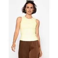 SASSYCLASSY T-Shirt Tank Top mit Außennähten Damen anliegendes Top mit Rundhalsauschnitt und Rückennaht weiß