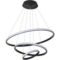 Riserva LED Deckenleuchte LED Pendelleuchte Schwarz 27W 2 Ringe 20+40cm 6500K, LED wechselbar, Klassischer, schlichter Stil, augenschonend und flimmerfrei