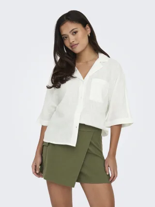 ONLY - ONLBRUXELLES SS LINEN BL SHIRT PNT NOOS Bright White - Gr. - L